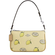 Front View of Coach Nolita 19 Wristlet/ Top Handle/ Clutch Bag With Lemon Print - Garden Glade Multi CAL26