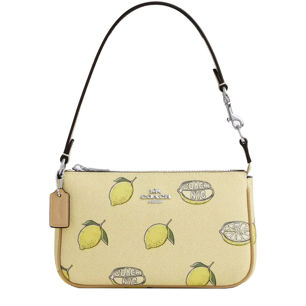 Front View of Coach Nolita 19 Wristlet/ Top Handle/ Clutch Bag With Lemon Print - Garden Glade Multi CAL26