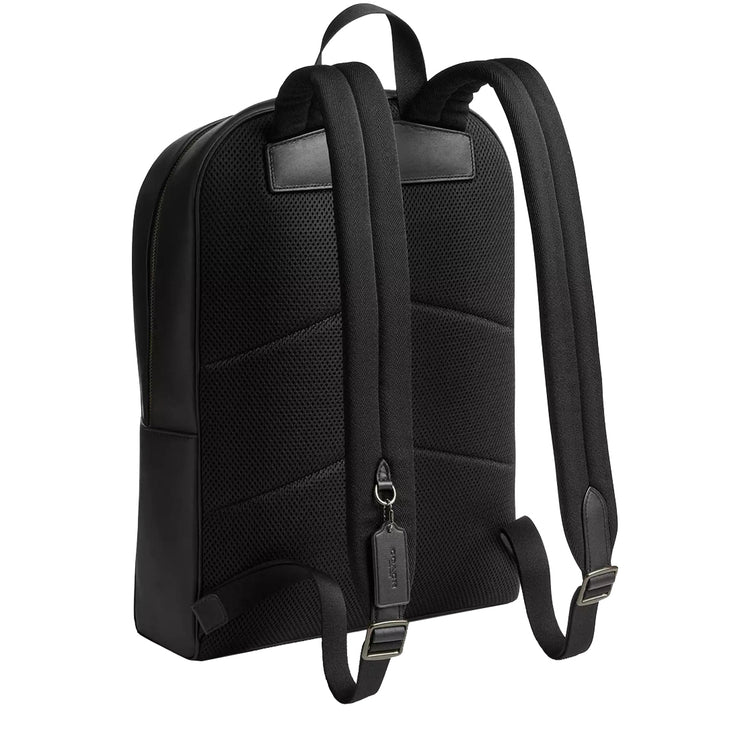 Back view of Coach Owen Backpack Bag In Signature Canvas - Charcoal/ Black CAJ90