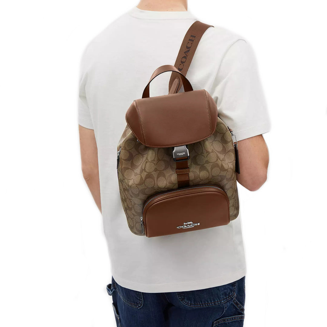 Buy Coach Pace Large Backpack Bag In Signature Canvas Khaki/ Saddle CT810 Online in Singapore