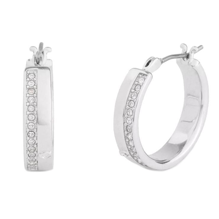 Buy Coach Pavé Hoop Earrings in Silver CAD39 Online in Singapore | PinkOrchard.com