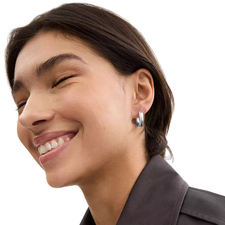 Buy Coach Pavé Hoop Earrings in Silver CAD39 Online in Singapore | PinkOrchard.com