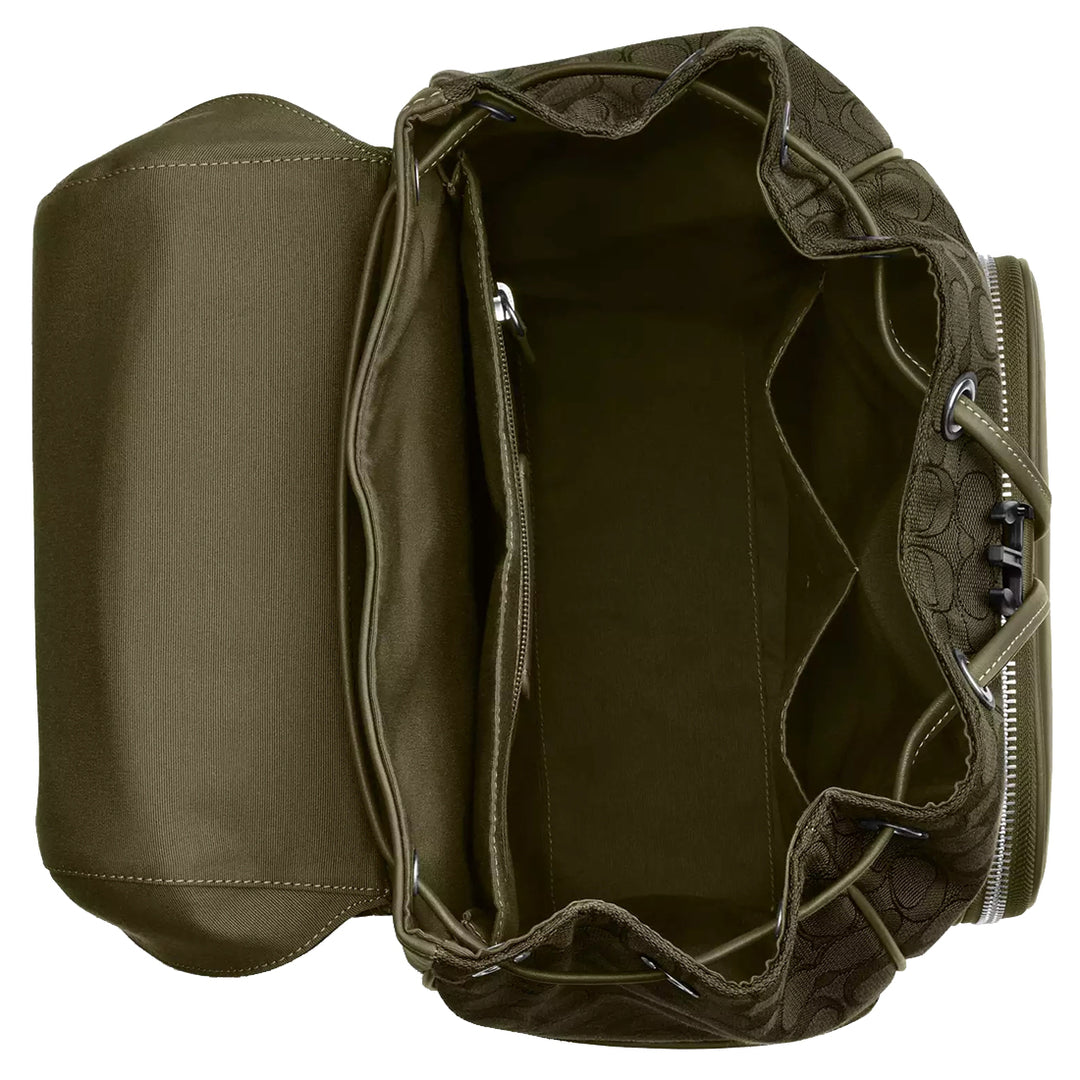 Buy Coach Racer Backpack Bag In Signature Jacquard in Olive  display picture 3