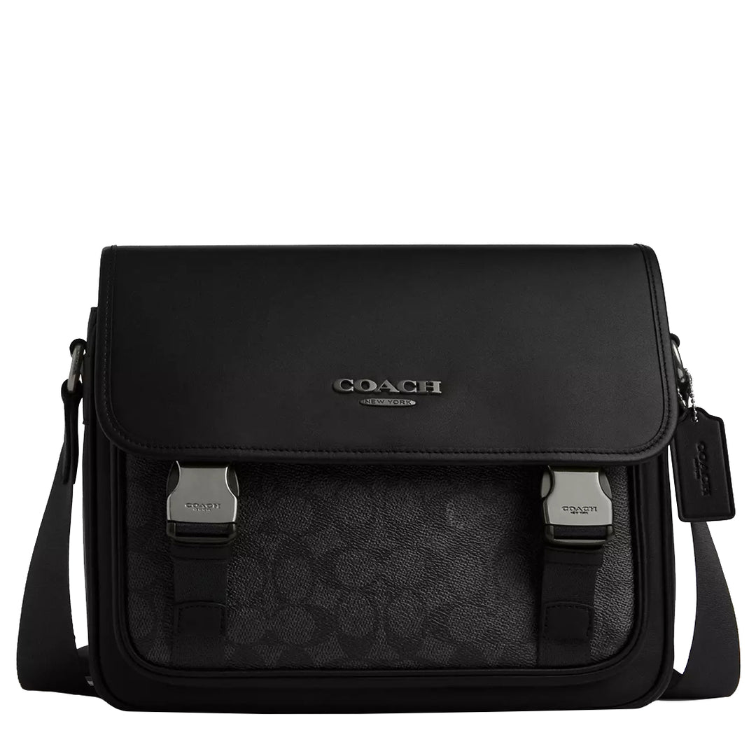 Buy Coach Racer Messenger Bag In Signature Canvas in Charcoal