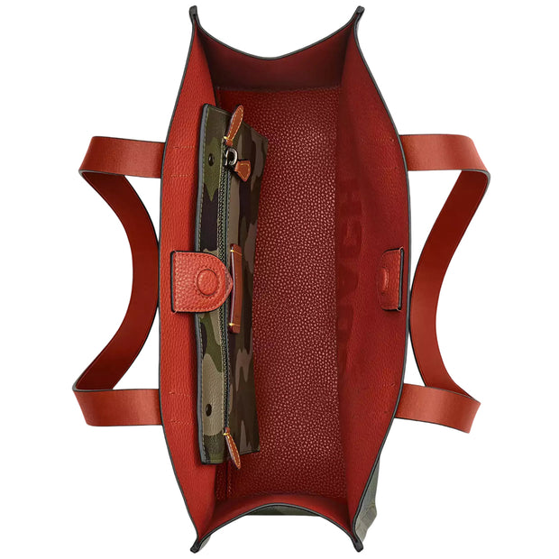 Interior View of Coach Relay Tote Bag 34 With Camo Print And Coach Graphic - Camo CY811
