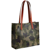 Side View of Coach Relay Tote Bag 34 With Camo Print And Coach Graphic - Camo CY811