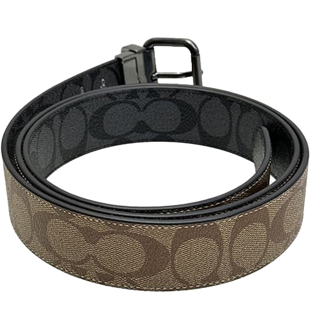Buy Coach Roller Buckle Cut To Size Reversible Belt, 38 Mm in Tan/ Charcoal CQ008 Online in Singapore | PinkOrchard.com