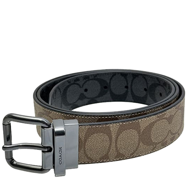 Buy Coach Roller Buckle Cut To Size Reversible Belt, 38 Mm in Tan/ Charcoal CQ008 Online in Singapore | PinkOrchard.com