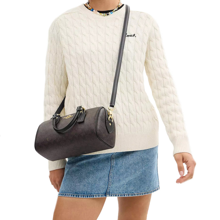 Buy Coach Rowan Long Satchel Bag In Signature Canvas in Walnut/ Black CV963 Online in Singapore | PinkOrchard.com