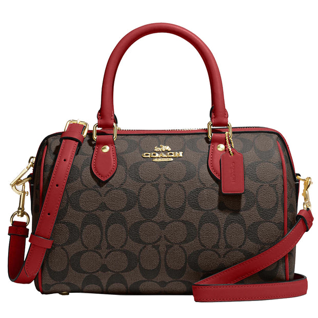 Buy Coach Rowan Satchel Bag In Signature Canvas in Brown/ 1941 Red CH280 Online in Singapore | PinkOrchard.com