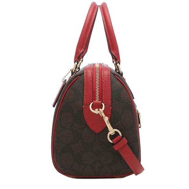 Buy Coach Rowan Satchel Bag In Signature Canvas in Brown/ 1941 Red CH280 Online in Singapore | PinkOrchard.com