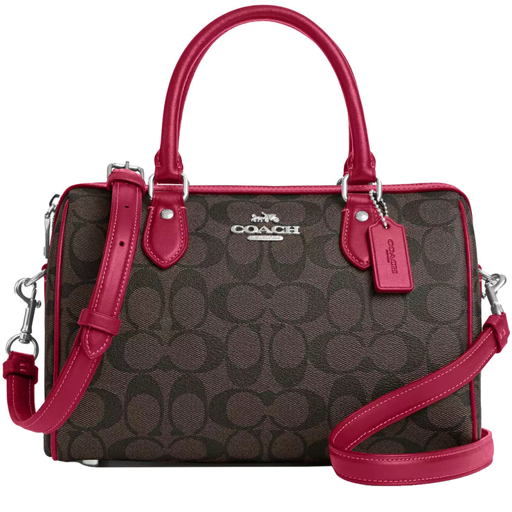 Buy Coach Rowan Satchel Bag In Signature Canvas in Brown/ Bright Violet CH280 Online in Singapore | PinkOrchard.com