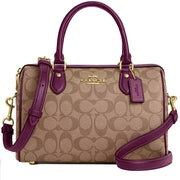 Buy Coach Rowan Satchel Bag In Signature Canvas in Khaki/ Deep Berry CH280 Online in Singapore | PinkOrchard.com