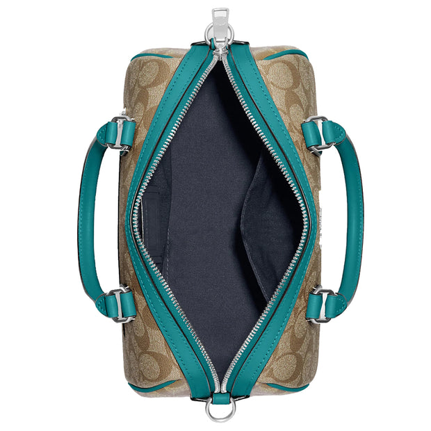 Coach Rowan Satchel Bag In Signature Canvas in Khaki/ Teal CH280