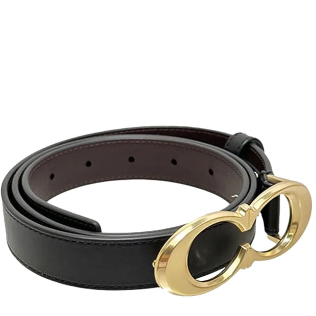 Buy Coach Signature Buckle Belt, 25 Mm in Black/ Gold C1725 Online in Singapore | PinkOrchard.com