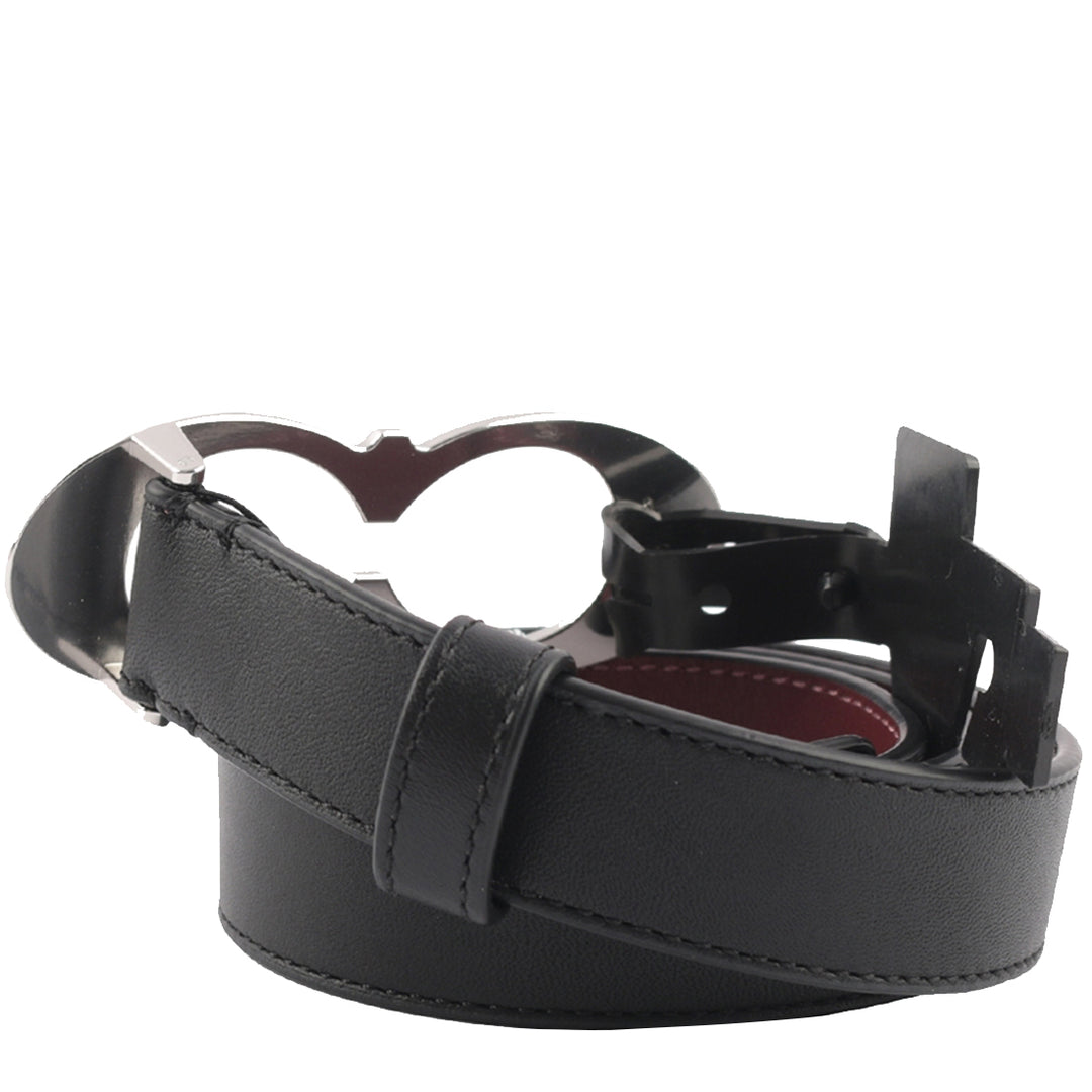 NWT Coach C1725 Double C Silver Buckle Belt Black/Wine Leather Size Large Coach-Signature-Buckle-Belt-25  main image 2