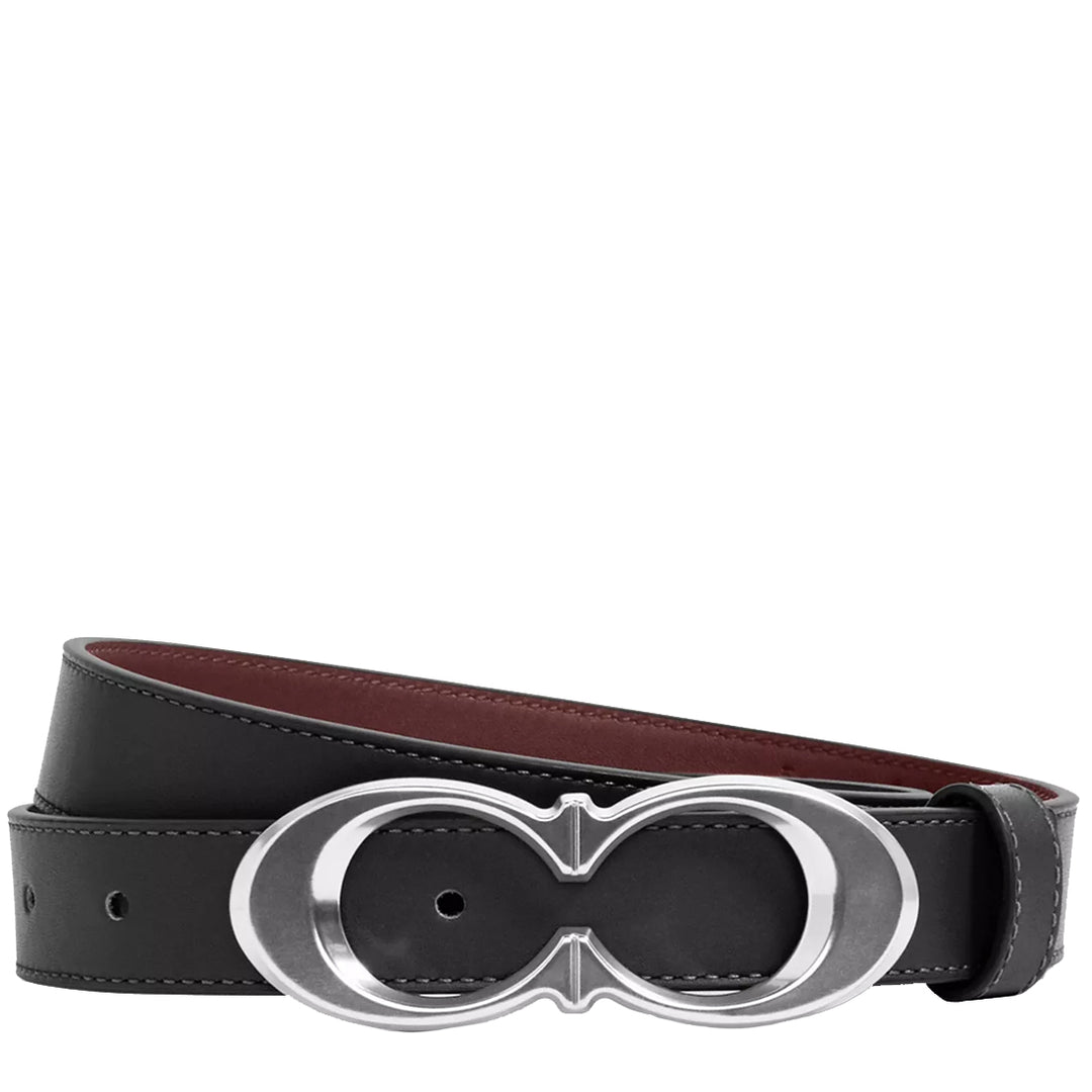 Buy Coach Signature Buckle Belt, 25 Mm in Black Wine/ Silver  display picture 1