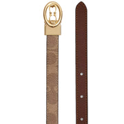 Front & Back View of Coach Signature Buckle Cut To Size Belt, 18Mm - Tan/ Brown CAY74