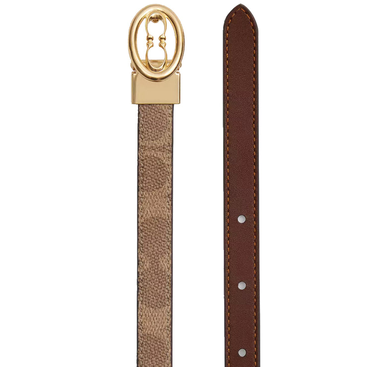 Front & Back View of Coach Signature Buckle Cut To Size Belt, 18Mm - Tan/ Brown CAY74