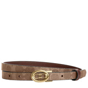 Front View of Coach Signature Buckle Cut To Size Belt, 18Mm - Tan/ Brown CAY74