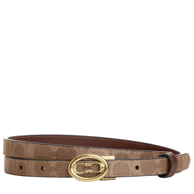 Front View of Coach Signature Buckle Cut To Size Belt, 18Mm - Tan/ Brown CAY74