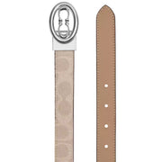 Front & Back View of Coach Signature Buckle Cut To Size Belt, 25Mm - Sand/Taupe CZ196