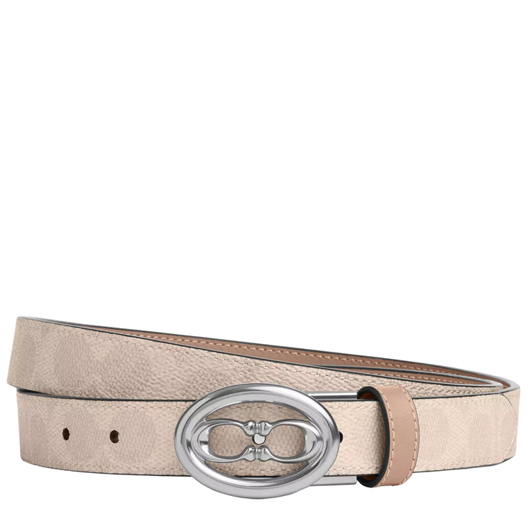 Front View of Coach Signature Buckle Cut To Size Belt, 25Mm - Sand/Taupe CZ196