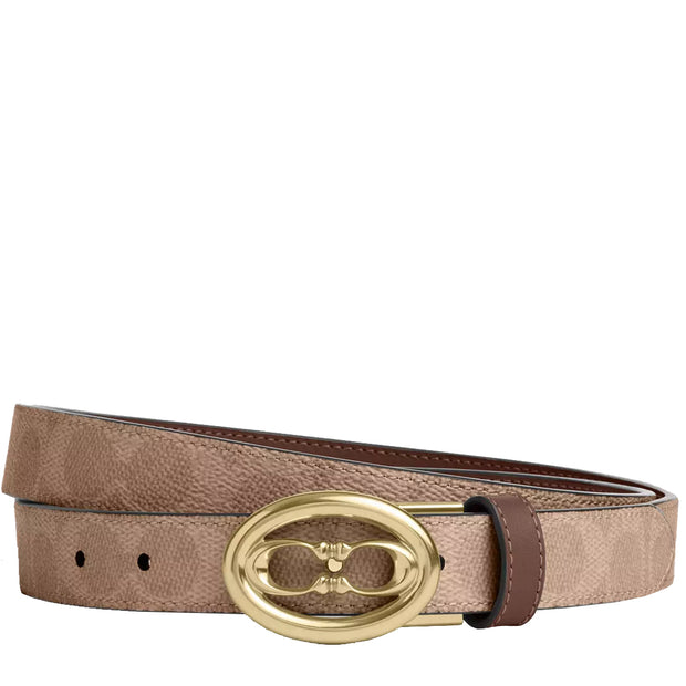 Front View of Coach Signature Buckle Cut To Size Belt, 25Mm - Tan/ Brown CA196