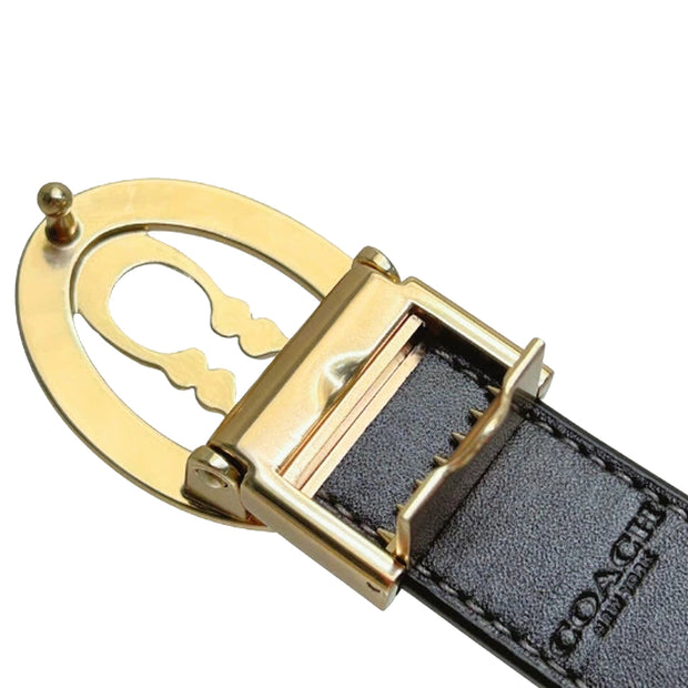 Back View of Coach Signature Buckle Cut To Size Belt, 25Mm - Walnut/ Black CZ196