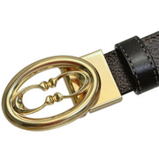 Closeup of Coach Signature Buckle Cut To Size Belt, 25Mm - Walnut/ Black CZ196