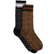 Buy Coach Signature Calf Length Socks in Black/ Khaki CE281 Online in Singapore | PinkOrchard.com