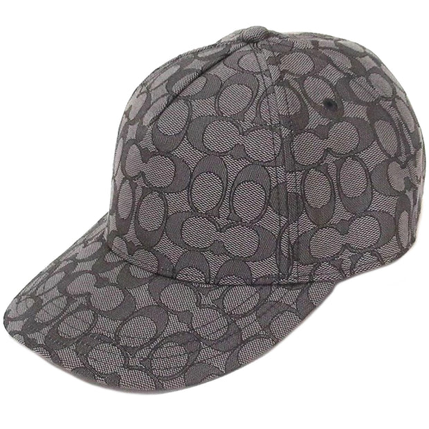 Coach Signature Jacquard Baseball Hat In Charcoal CB706