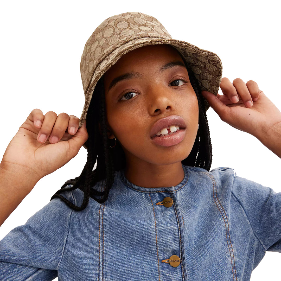 Buy Coach Signature Jacquard Bucket Hat in Khaki CW765  display picture 2