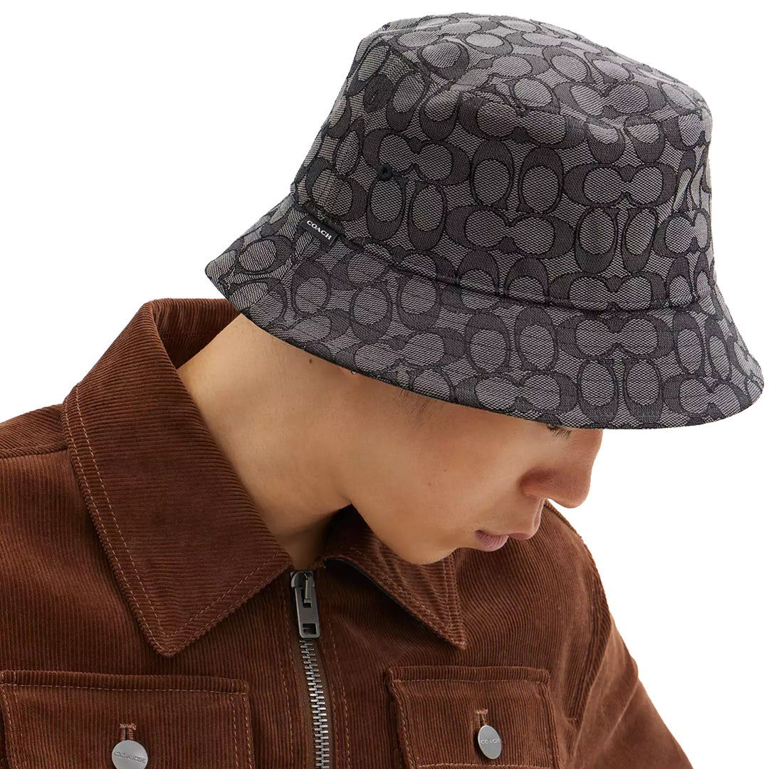 Buy Coach Signature Jacquard Bucket Hat In Charcoal CH401 Online