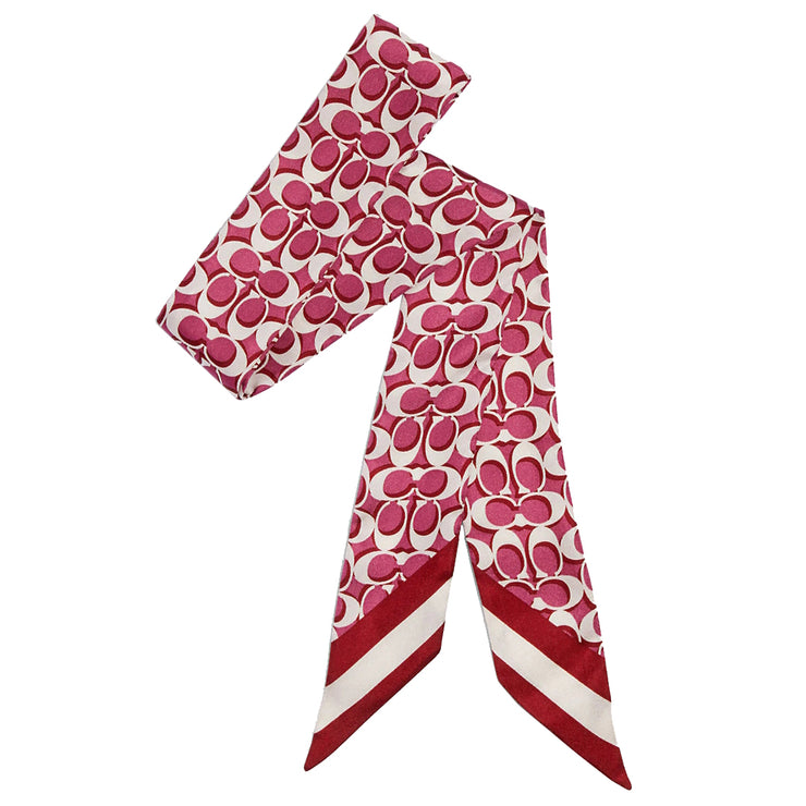 Coach Signature Print Silk Skinny Scarf in Light Raspberry c8363