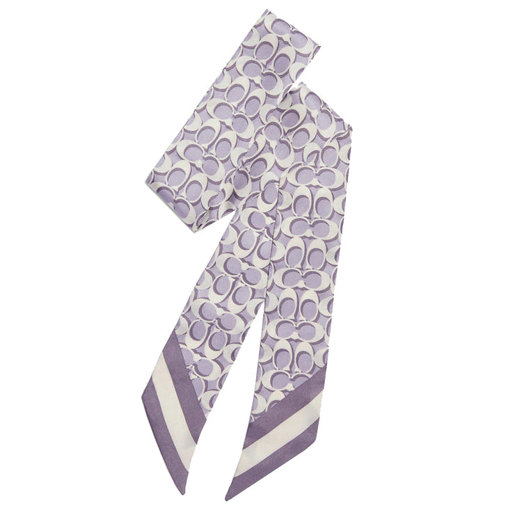 Coach Signature Print Silk Skinny Scarf in Mist c8363