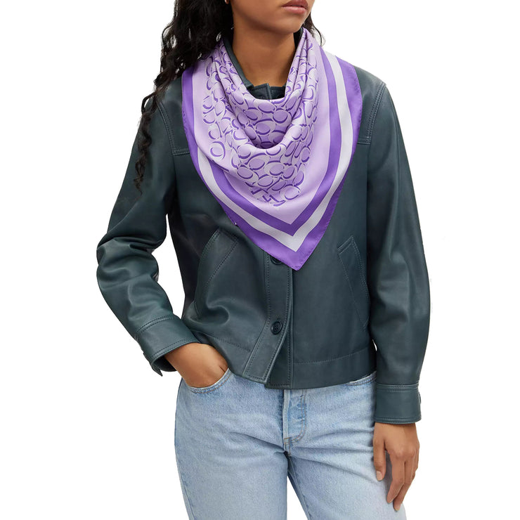 Coach Signature Print Silk Square Scarf in Iris C8362