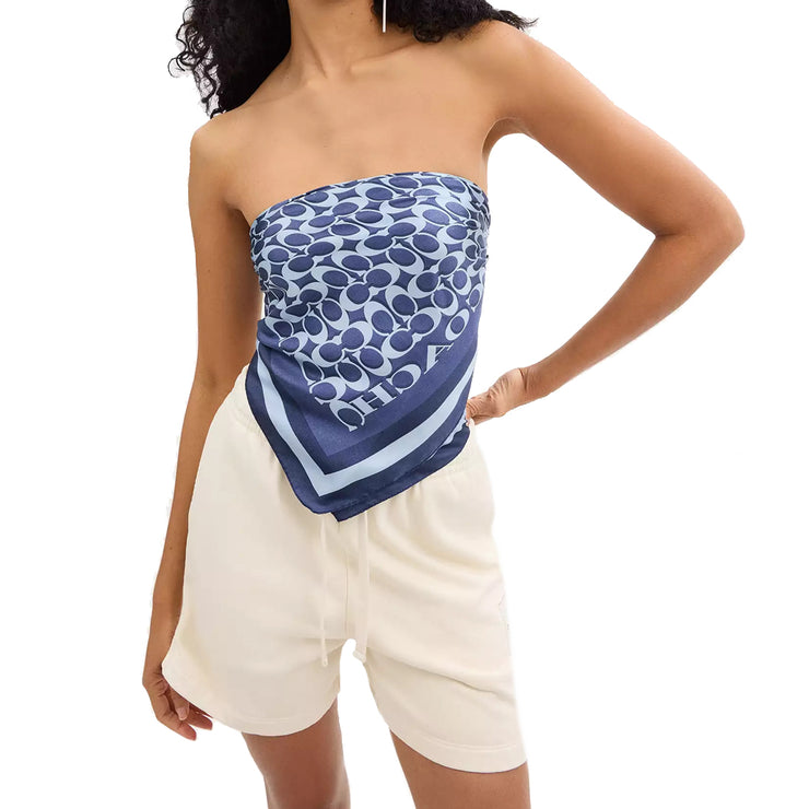 Buy Coach Signature Print Silk Square Scarf in True Navy C8362