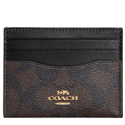 Coach Slim Id Card Case In Signature Canvas in Brown/ Black CH415