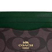 Coach Slim Id Card Case In Signature Canvas in Brown/ Dark Pine CH415