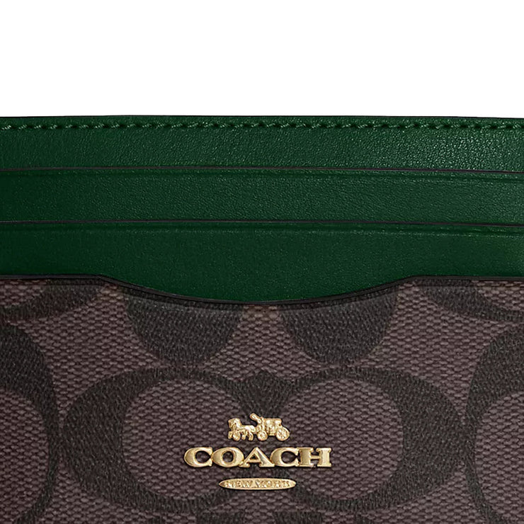 Coach Slim Id Card Case In Signature Canvas in Brown/ Dark Pine CH415
