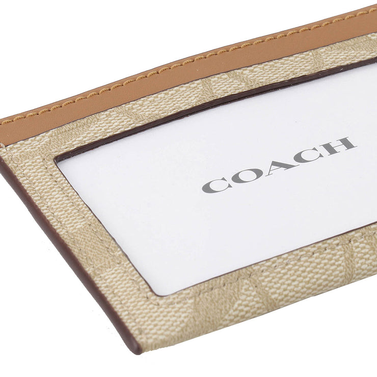 Coach Slim Id Card Case In Signature Canvas in Light Khaki/ Light Saddle CH415