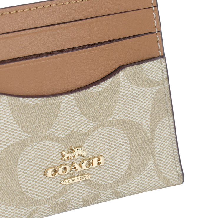 Coach Slim Id Card Case In Signature Canvas in Light Khaki/ Light Saddle CH415