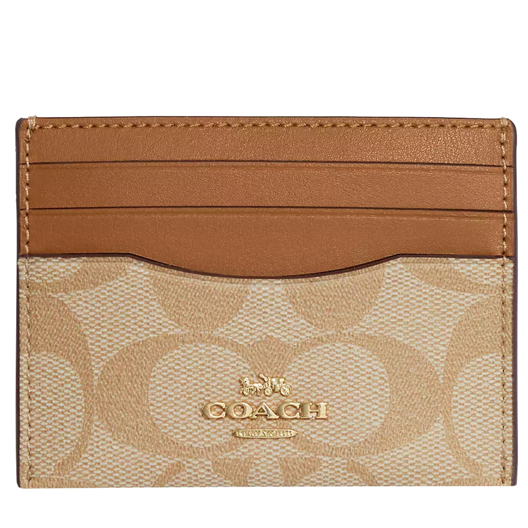 Buy Coach Slim Id Card Case In Signature Canvas in Light Khaki