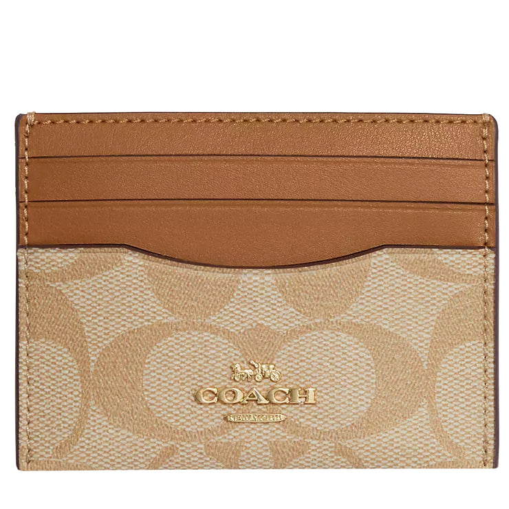 Buy Coach Slim Id Card Case In Signature Canvas in Light Khaki/ Light Saddle CH415 Online in Singapore | PinkOrchard.com