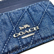 Closeup of Coach Slim ID Card Case with Quilting - Denim CAT70