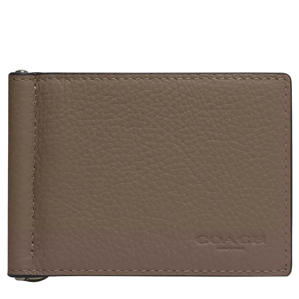 Coach Slim Money Clip Billfold Wallet In Dark Stone CH090