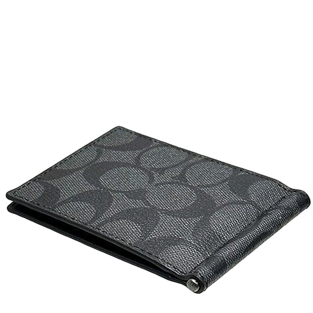 Buy Coach Slim Money Clip Billfold Wallet In Signature Canvas in Charcoal/ Black CH086 Online in Singapore | PinkOrchard.com