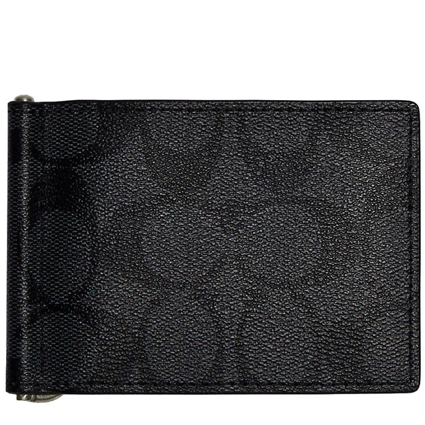 Buy Coach Slim Money Clip Billfold Wallet In Signature Canvas in Charcoal/ Black CH086 Online in Singapore | PinkOrchard.com