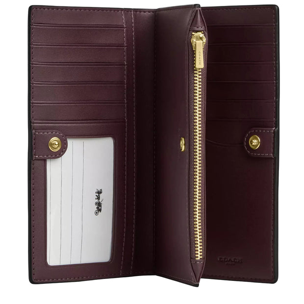 Interior View of Coach Slim Zip Wallet In Signature Canvas - Black Currant CW661